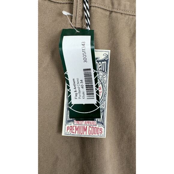 Flag and Anthem Mens Browm Khaki Portland Chino Pants Stretch Size 40/34 NWT - Picture 7 of 9